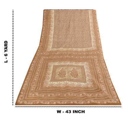 Sanskriti Vintage Sarees Mauve Indian Pure Silk Printed Sari 6yd Craft Fabric