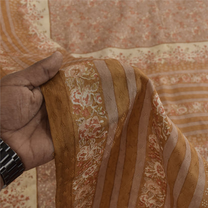 Sanskriti Vintage Sarees Mauve Indian Pure Silk Printed Sari 6yd Craft Fabric