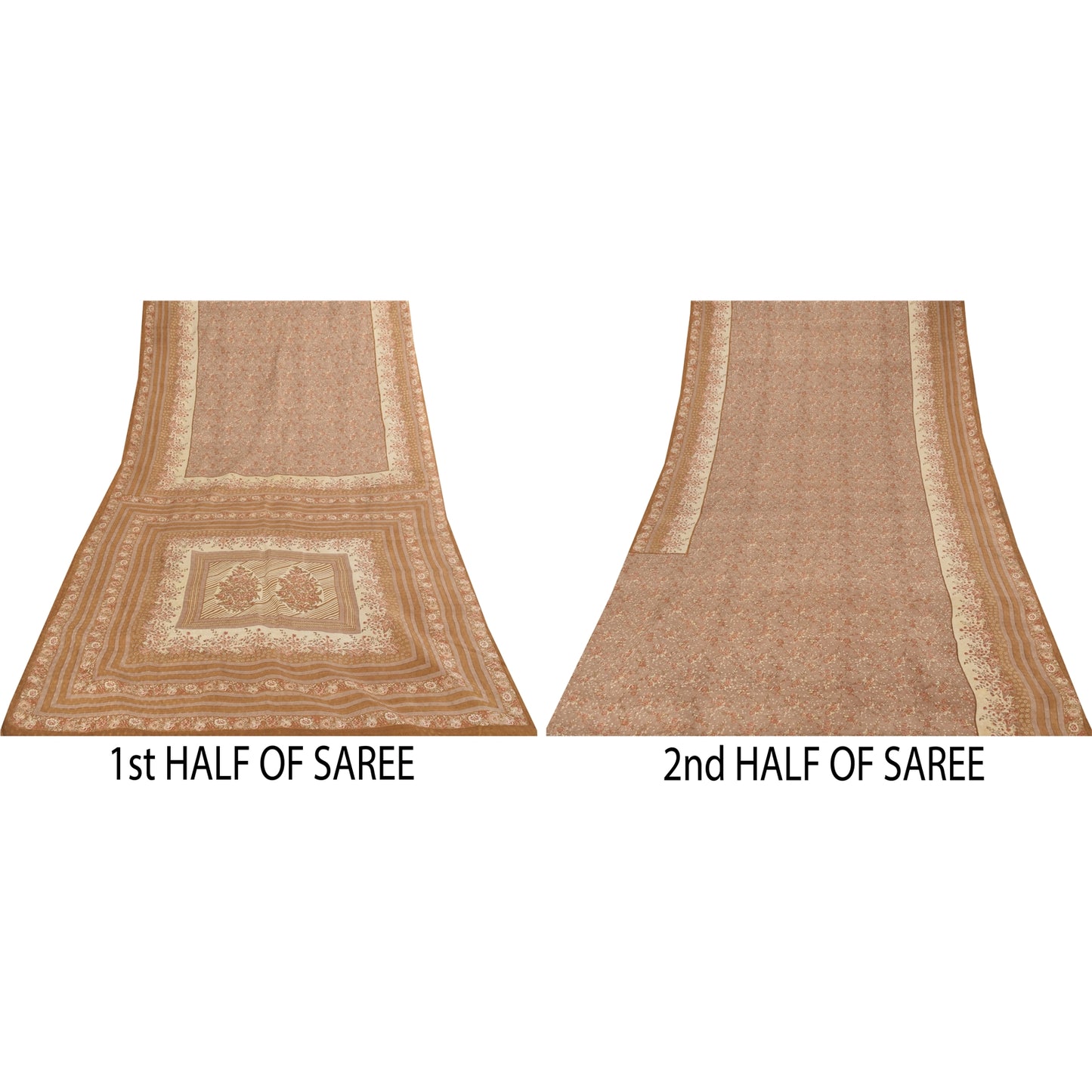 Sanskriti Vintage Sarees Mauve Indian Pure Silk Printed Sari 6yd Craft Fabric