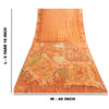 Sanskriti Vintage Sarees Orange Pure Silk Floral Printed Sari 6+yd Craft Fabric