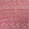 Sanskriti Vintage Sarees Pink Pure Silk Floral Printed Sari 5+yd Craft Fabric