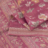 Sanskriti Vintage Sarees Pink Pure Silk Floral Printed Sari 5+yd Craft Fabric