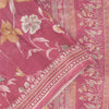 Sanskriti Vintage Sarees Pink Pure Silk Floral Printed Sari 5+yd Craft Fabric