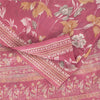 Sanskriti Vintage Sarees Pink Pure Silk Floral Printed Sari 5+yd Craft Fabric