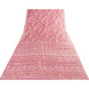 Sanskriti Vintage Sarees Pink Pure Silk Floral Printed Sari 5+yd Craft Fabric