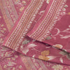Sanskriti Vintage Sarees Pink Pure Silk Floral Printed Sari 5+yd Craft Fabric
