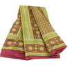Sanskriti Vintage Sarees Green Indian Pure Silk Printed Sari 5+yd Craft Fabric