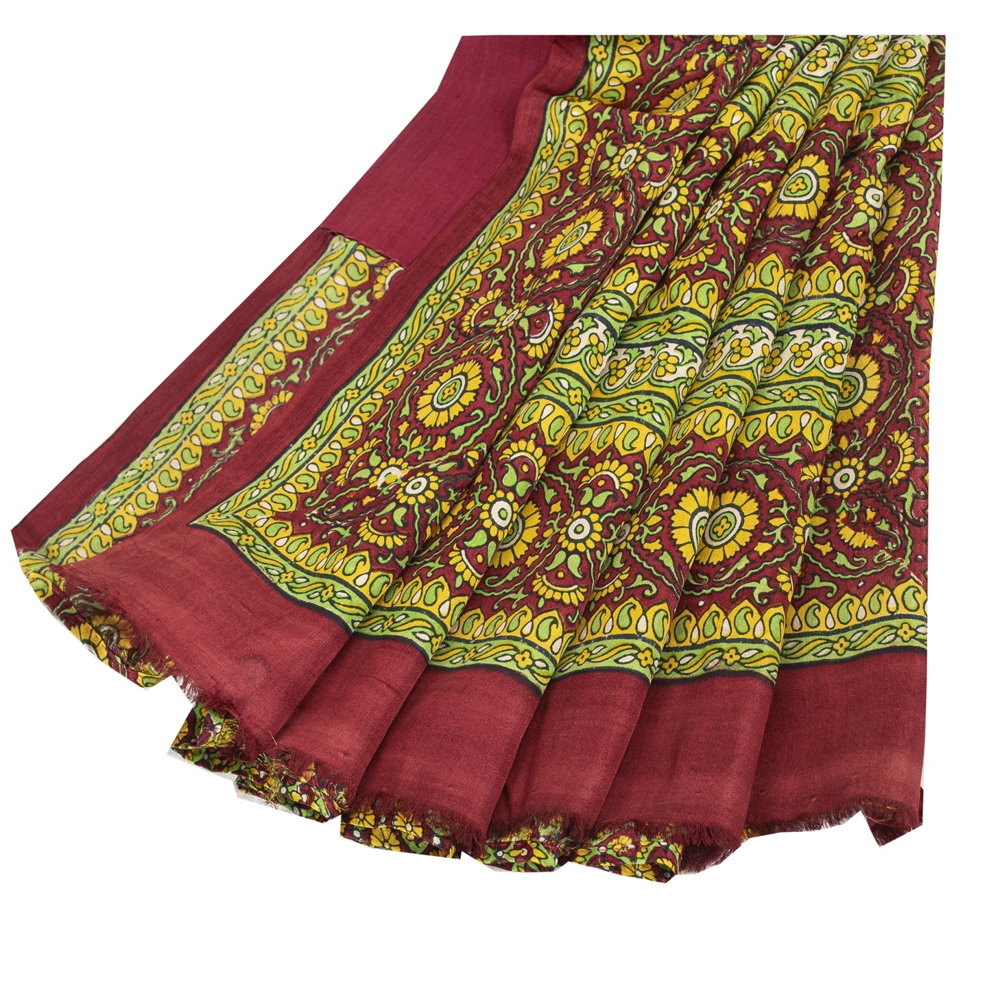 Sanskriti Vintage Sarees Green Indian Pure Silk Printed Sari 5+yd Craft Fabric