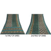 Sanskriti Vintage Sarees Green Pure Silk Floral Printed Sari 5+yd Craft Fabric