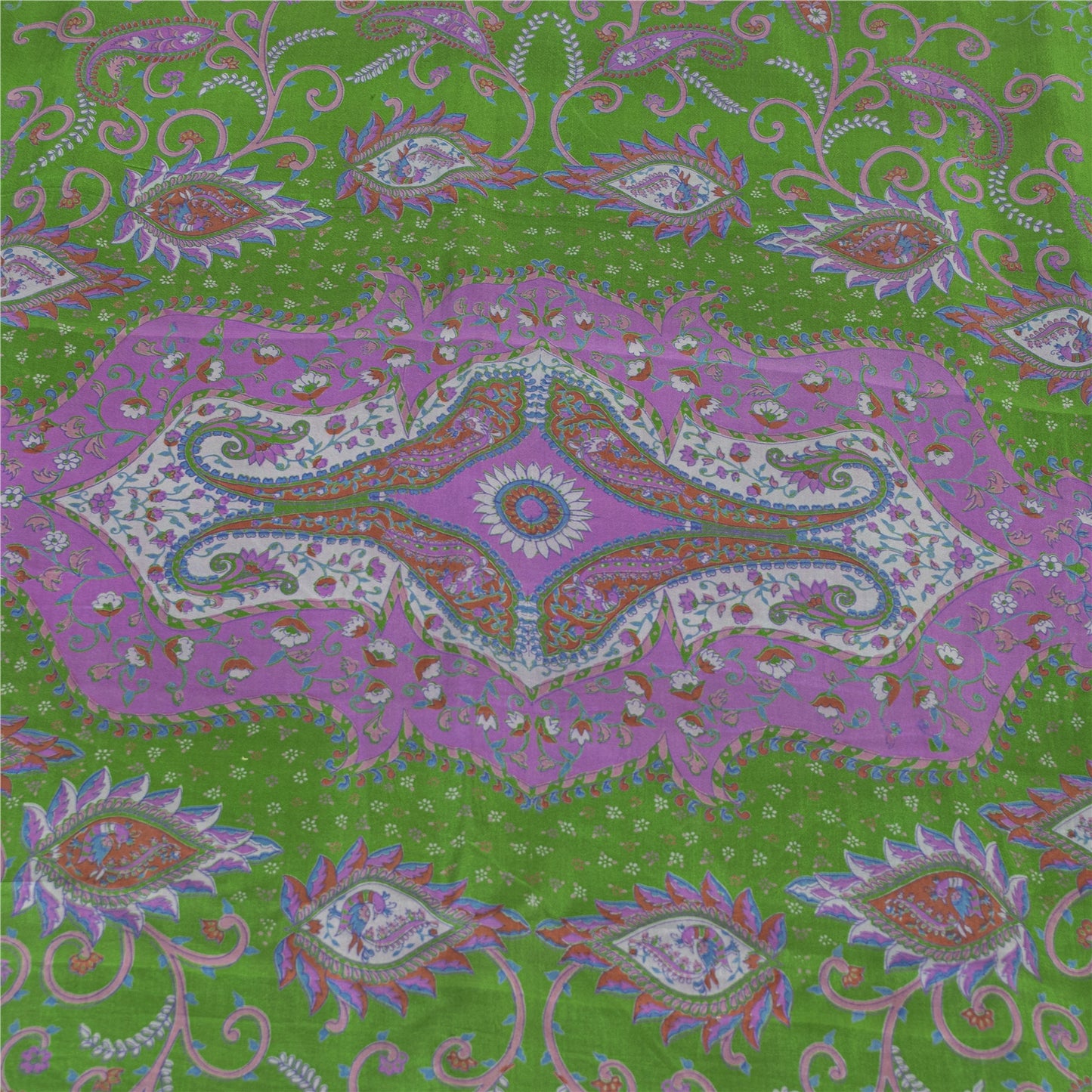 Sanskriti Vintage Sarees Pink Pure Silk Printed Sari 5+yd Floral Craft Fabric