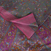 Sanskriti Vintage Sarees Gray Indian Pure Silk Printed Sari 5+yd Craft Fabric