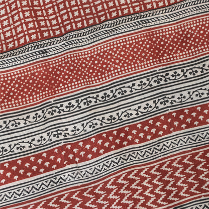 Sanskriti Vintage Sarees Black Indian Pure Silk Printed Sari 5+yd Craft Fabric