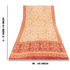 Sanskriti Vintage Sarees Cream Pure Silk Floral Printed Sari 5+yd Craft Fabric