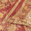Sanskriti Vintage Sarees Cream Pure Silk Floral Printed Sari 5+yd Craft Fabric