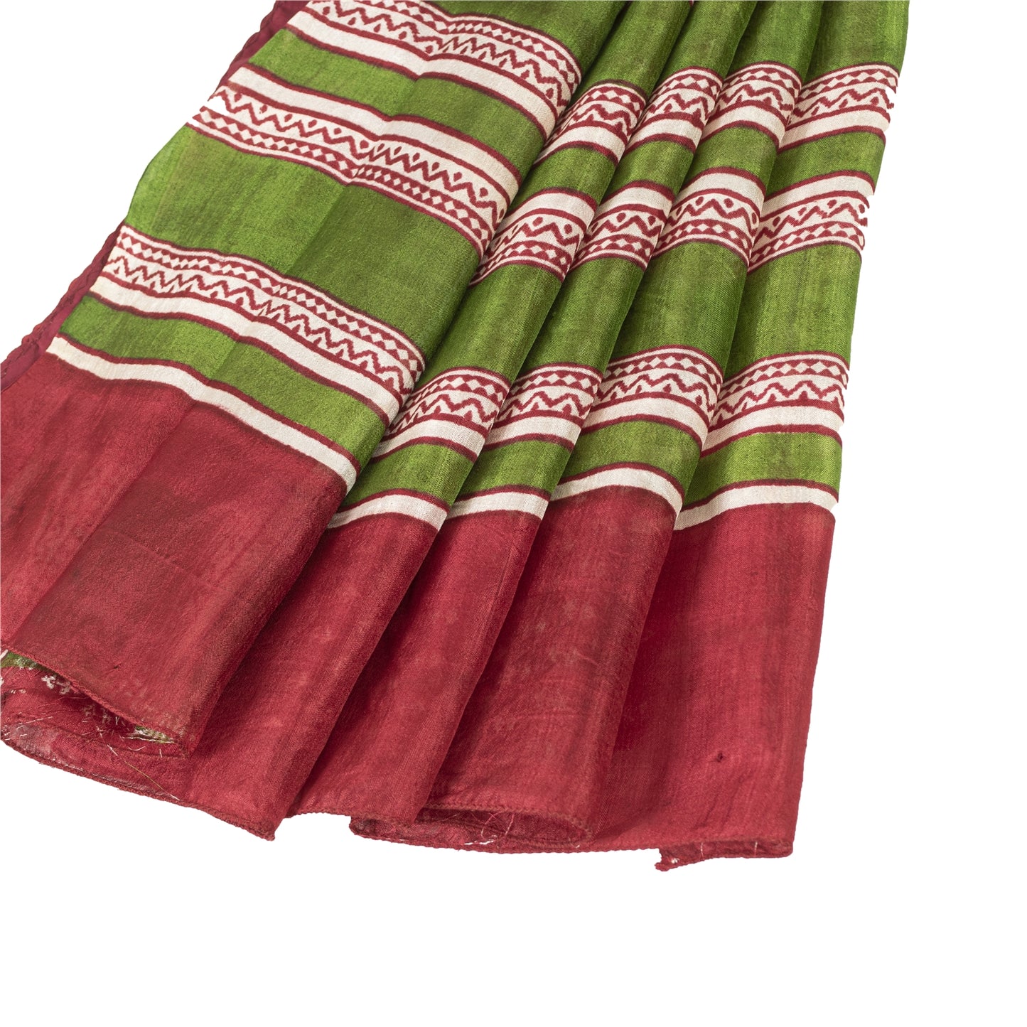 Sanskriti Vintage Sarees Red From India Pure Silk Printed Sari 5+yd Craft Fabric