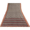 Sanskriti Vintage Sarees Gray Pure Silk Geometric Printed Sari 5+yd Craft Fabric