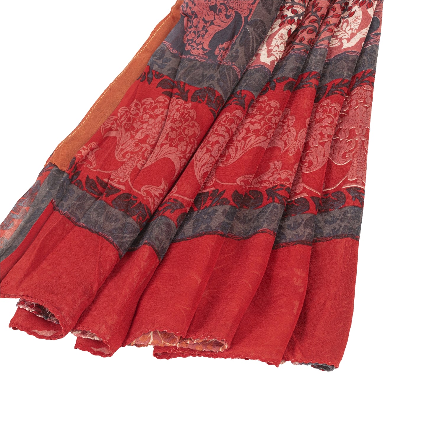 Sanskriti Vintage Sarees Peach Pure Georgette Printed Sari 6yd Craft Fabric