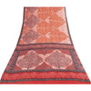Sanskriti Vintage Sarees Peach Pure Georgette Printed Sari 6yd Craft Fabric