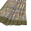 Sanskriti Vintage Sarees Green Pure Silk Abstract Printed Sari 5+yd Craft Fabric
