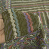 Sanskriti Vintage Sarees Green Pure Silk Abstract Printed Sari 5+yd Craft Fabric