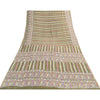Sanskriti Vintage Sarees Green Pure Silk Abstract Printed Sari 5+yd Craft Fabric