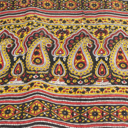 Sanskriti Vintage Sarees ivory 100% Pure Silk Printed Sari 5+yd Craft Fabric