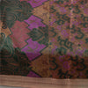 Sanskriti Vintage Sarees Green & Pink Pure Silk Printed Sari 6+yd Craft Fabric