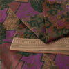 Sanskriti Vintage Sarees Green & Pink Pure Silk Printed Sari 6+yd Craft Fabric