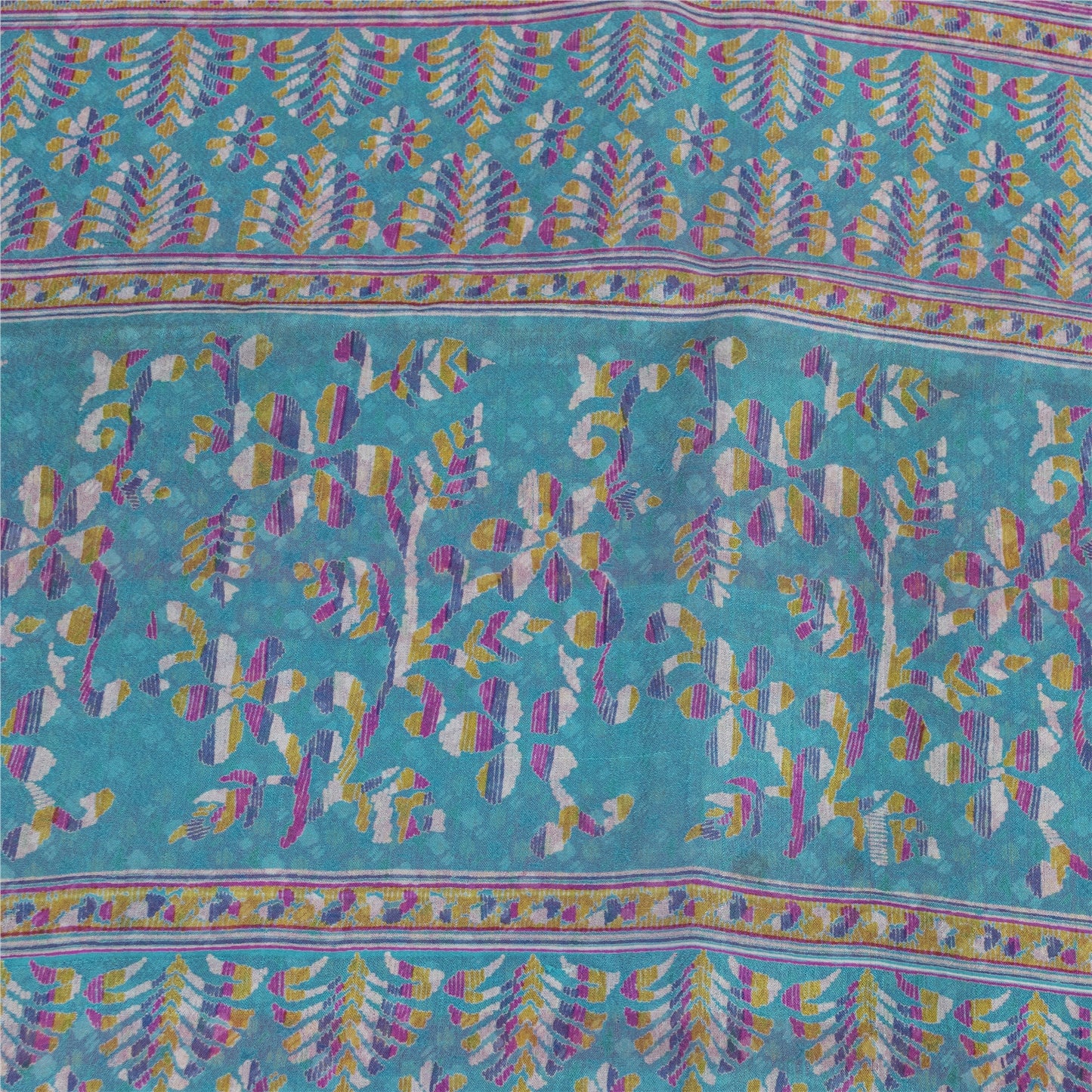 Sanskriti Vintage Sarees Pink Indian Pure Silk Printed Sari 5+yd Craft Fabric