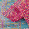 Sanskriti Vintage Sarees Pink Indian Pure Silk Printed Sari 5+yd Craft Fabric