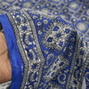 Sanskriti Vintage Sarees Blue & White 100% Pure Silk Printed Sari Craft Fabric