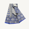 Sanskriti Vintage Sarees Blue & White 100% Pure Silk Printed Sari Craft Fabric