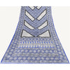 Sanskriti Vintage Sarees Blue & White 100% Pure Silk Printed Sari Craft Fabric