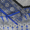 Sanskriti Vintage Sarees Blue & White 100% Pure Silk Printed Sari Craft Fabric