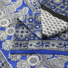 Sanskriti Vintage Sarees Blue & White 100% Pure Silk Printed Sari Craft Fabric