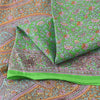 Sanskriti Vintage Sarees Green Pure Silk Floral Printed Sari 6yd Craft Fabric