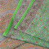 Sanskriti Vintage Sarees Green Pure Silk Floral Printed Sari 6yd Craft Fabric