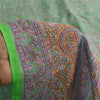 Sanskriti Vintage Sarees Green Pure Silk Floral Printed Sari 6yd Craft Fabric
