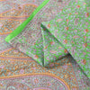 Sanskriti Vintage Sarees Green Pure Silk Floral Printed Sari 6yd Craft Fabric