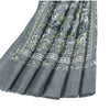 Sanskriti Vintage Sarees Gray Indian Pure Silk Printed Sari 5+yd Craft Fabric