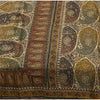 Sanskriti Vintage Sarees Cream Pure Silk Paisley Printed Sari 5+yd Craft Fabric