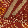 Sanskriti Vintage Sarees Yellow & Red Bandhani Pure Silk Print Sari 5+yd Fabric