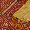Sanskriti Vintage Sarees Yellow & Red Bandhani Pure Silk Print Sari 5+yd Fabric