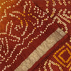 Sanskriti Vintage Sarees Yellow & Red Bandhani Pure Silk Print Sari 5+yd Fabric