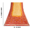 Sanskriti Vintage Sarees Yellow & Red Bandhani Pure Silk Print Sari 5+yd Fabric