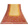 Sanskriti Vintage Sarees Yellow & Red Bandhani Pure Silk Print Sari 5+yd Fabric