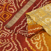 Sanskriti Vintage Sarees Yellow & Red Bandhani Pure Silk Print Sari 5+yd Fabric