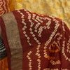 Sanskriti Vintage Sarees Yellow & Red Bandhani Pure Silk Print Sari 5+yd Fabric