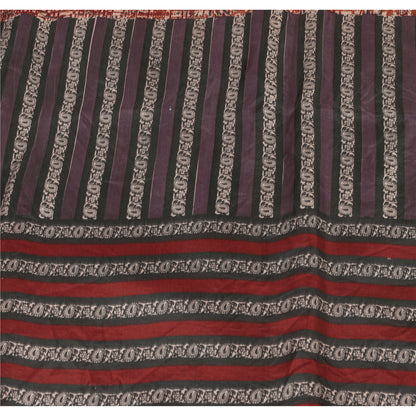 Sanskriti Vintage Sarees Red Indian Pure Silk Printed Sari 5+yd Craft Fabric