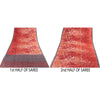 Sanskriti Vintage Sarees Red Indian Pure Silk Printed Sari 5+yd Craft Fabric